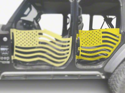 Steinjager Premium American Flag Rear Trail Doors; Lemon Peel (18-25 Jeep Wrangler JL 4-Door)