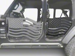 Steinjager Premium American Flag Rear Trail Doors; Texturized Black (18-25 Jeep Wrangler JL 4-Door)