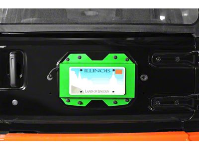 Steinjager Rear License Plate Relocator; Neon Green (18-25 Jeep Wrangler JL)
