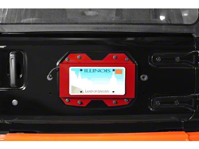Steinjager Rear License Plate Relocator; Red Baron (18-25 Jeep Wrangler JL)