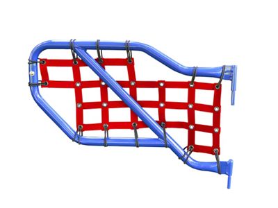 Steinjager Rear Tube Door Cargo Net Covers; Red (18-25 Jeep Wrangler JL 4-Door)