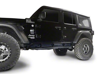 Steinjager Rock Sliders; Black (18-25 Jeep Wrangler JL 4-Door)