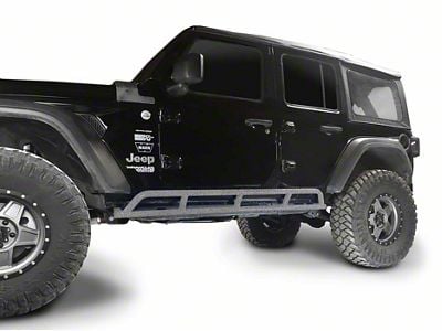 Steinjager Rock Sliders; Gray Hammertone (18-25 Jeep Wrangler JL 4-Door)