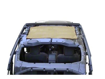 Steinjager Teddy Top Front Seat Solar Screen Cover; Tan (18-25 Jeep Wrangler JL)