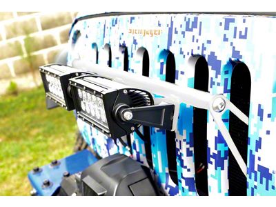 Steinjager LED Light Bar Grille Mounting Brackets; Cloud White (07-18 Jeep Wrangler JK)