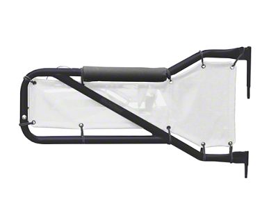 Steinjager Front Tube Doors; Black and White Mesh (07-18 Jeep Wrangler JK)
