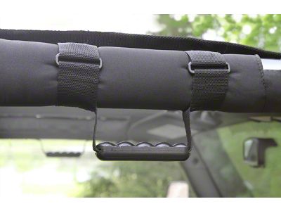 Steinjager Roll Bar Wrap Around Grab Handle Kit; Black (07-18 Jeep Wrangler JK)