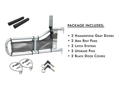 Steinjager Tube Doors; Hammertone Gray and Black Mesh (97-06 Jeep Wrangler TJ)