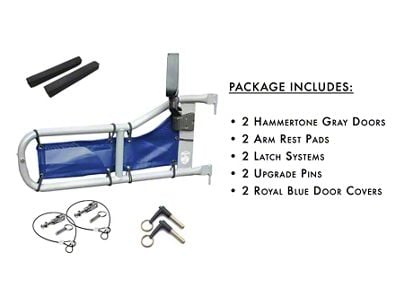Steinjager Tube Doors; Hammertone Gray and Royal Blue Mesh (97-06 Jeep Wrangler TJ)