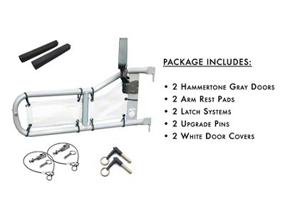 Steinjager Tube Doors; Hammertone Gray and White Mesh (97-06 Jeep Wrangler TJ)