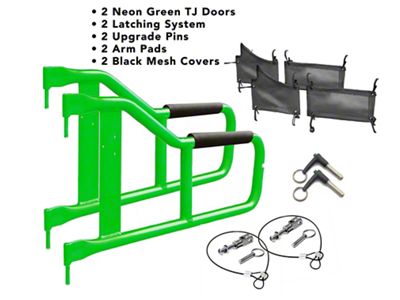 Steinjager Tube Doors; Neon Green and Black Mesh (97-06 Jeep Wrangler TJ)