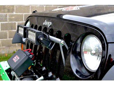 Steinjager Two 8-Inch LED Light Bars with Grille Mounting Brackets; Gray Hammertone (07-18 Jeep Wrangler JK)