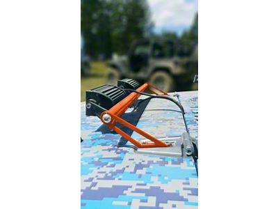 Steinjager Two 8-Inch LED Light Bars with Hood Hinge Mounting Brackets; Fluorescent Orange (07-18 Jeep Wrangler JK)