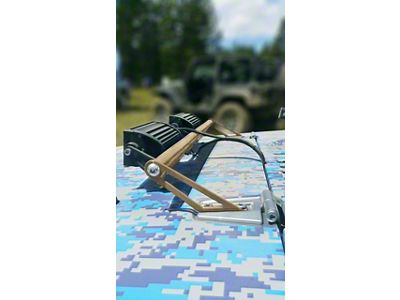 Steinjager Two 8-Inch LED Light Bars with Hood Hinge Mounting Brackets; Military Beige (07-18 Jeep Wrangler JK)