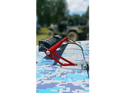 Steinjager Two 8-Inch LED Light Bars with Hood Hinge Mounting Brackets; Red Baron (07-18 Jeep Wrangler JK)