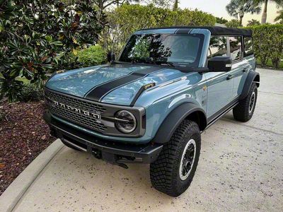 StickerFab Offset Racing Hood Stripes V1; Gloss Black (21-25 Bronco)