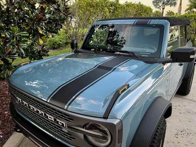 StickerFab Offset Racing Hood Stripes V1; White (21-25 Bronco)