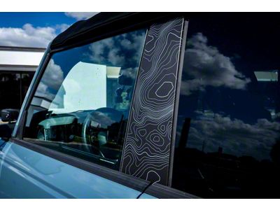StickerFab Printed Series Topo B Pillar Protection Kit; Area 51 Lines (21-25 Bronco 4-Door)
