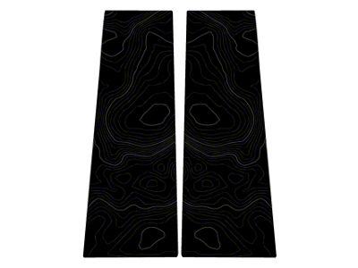 StickerFab Printed Series Topo B Pillar Protection Kit; Carbonized Gray Lines (21-25 Bronco 4-Door)
