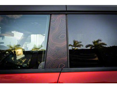 StickerFab Printed Series Topo B Pillar Protection Kit; Code Orange Lines (21-25 Bronco 4-Door)