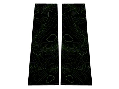 StickerFab Printed Series Topo B Pillar Protection Kit; Eruption Green Lines (21-25 Bronco 4-Door)