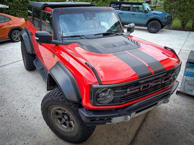 StickerFab Racing Hood Stripes V1; Silver (22-25 Bronco Raptor)