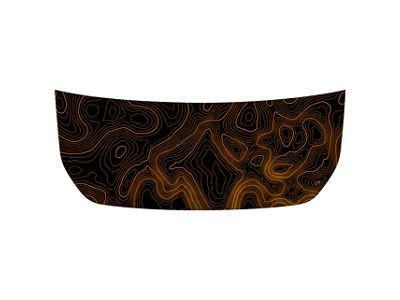 StickerFab Stealth Black Topographic Map Hood Overlay; Badlands Orange (21-25 Bronco, Excluding Raptor)