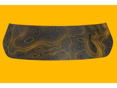 StickerFab Stealth Black Topographic Map Hood Overlay; Clear Lines (21-25 Bronco, Excluding Raptor)