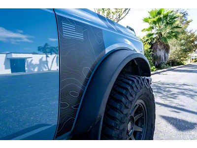 StickerFab Topo American Flag Fender Overlays; Gloss (21-25 Bronco)