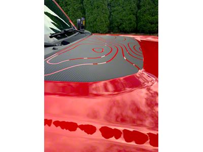 StickerFab Topographic Map Hood Overlay; 3D Carbon Black (21-25 Bronco, Excluding Raptor)