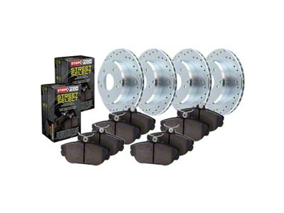 StopTech Sport Axle Drilled and Slotted 6-Lug Brake Rotor and Pad Kit; Front and Rear (10-24 4Runner)