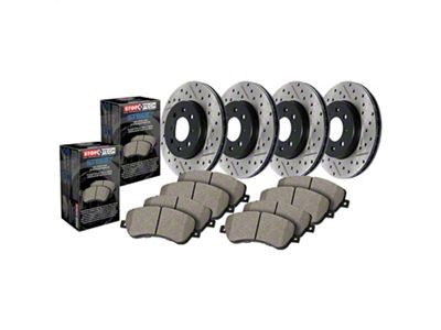 StopTech Street Axle Drilled and Slotted 6-Lug Brake Rotor and Pad Kit; Front and Rear (10-24 4Runner)