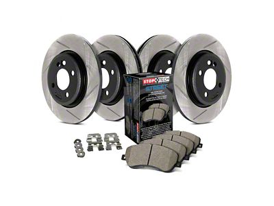 StopTech Street Axle Slotted 6-Lug Brake Rotor and Pad Kit; Front and Rear (10-24 4Runner)