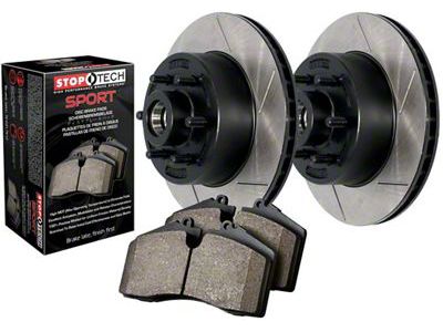 StopTech Truck Axle Slotted 6-Lug Brake Rotor and Pad Kit; Front (03-09 4Runner w/ 12.56-Inch Front Rotors)