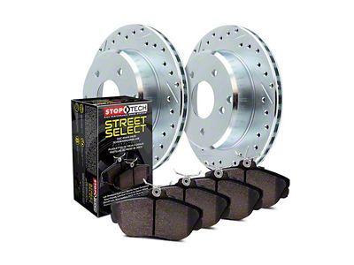 StopTech Sport Axle Drilled and Slotted 6-Lug Brake Rotor and Pad Kit; Rear (05-25 Frontier)