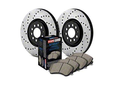 StopTech Street Axle Drilled 6-Lug Brake Rotor and Pad Kit; Front (05-25 V6 Frontier)