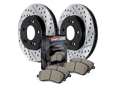 StopTech Street Axle Drilled and Slotted 6-Lug Brake Rotor and Pad Kit; Front (05-25 V6 Frontier)