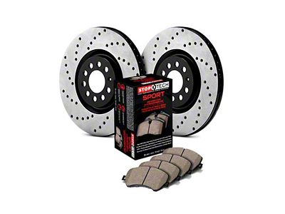 StopTech Sport Axle Drilled Brake Rotor and Pad Kit; Rear (99-04 Jeep Grand Cherokee WJ)
