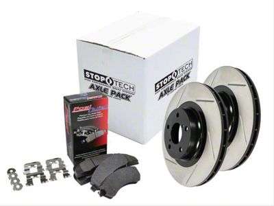 StopTech Street Axle Slotted Brake Rotor and Pad Kit; Front (90-98 Jeep Wrangler YJ & TJ; 1999 Jeep Wrangler TJ w/ 3-1/4-Inch Composite Rotors)