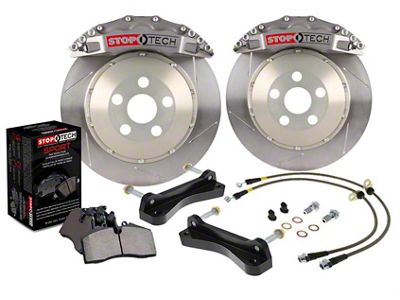 StopTech ST-40 Trophy Sport Slotted Coated 2-Piece Front Big Brake Kit with 332x32mm Coated Rotors; Silver Calipers (05-15 6-Lug Tacoma)