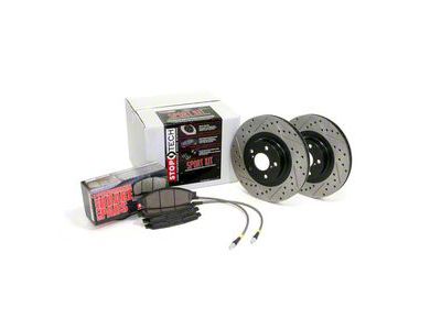 StopTech Sport Axle Drilled and Slotted 5-Lug Brake Rotor and Pad Kit; Front and Rear (10-15 Tundra)