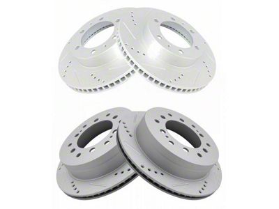 Performance Drilled and Slotted 6-Lug Rotors; Front and Rear (03-09 4Runner w/ 12.56-Inch Front Rotors)