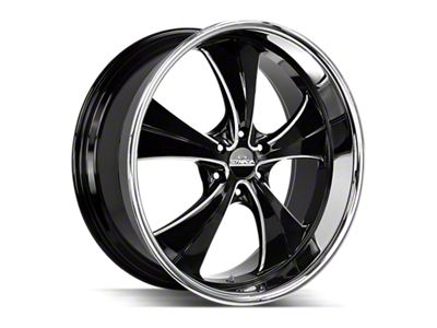 Strada Old Skool Gloss Black Milled with Stainless Steel Lip 6-Lug Wheel; 24x10; 24mm Offset (05-15 Tacoma)