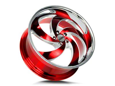 Strada Retro 5 Candy Red Milled with Stainless Steel Lip 6-Lug Wheel; 22x10; 24mm Offset (05-15 Tacoma)