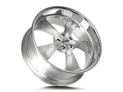 Strada Old Skool Brushed Face Silver Milled with Stainless Steel Lip 6-Lug Wheel; 24x10; 24mm Offset (16-23 Tacoma)