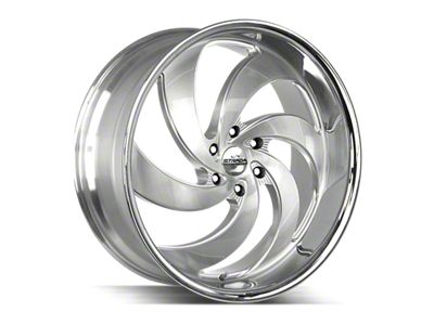 Strada Retro 6 Brushed Face Silver Milled with Stainless Steel Lip 6-Lug Wheel; 24x10; 24mm Offset (24-26 Tacoma)