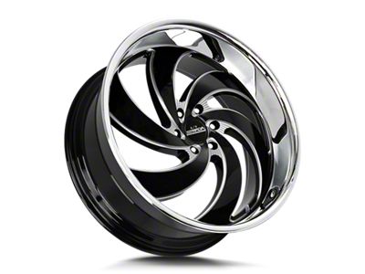 Strada Retro 6 Gloss Black Milled with Stainless Steel Lip 6-Lug Wheel; 24x10; 24mm Offset (24-26 Tacoma)