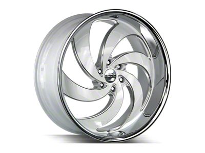 Strada Retro 6 Gloss White Milled with Stainless Steel Lip 6-Lug Wheel; 24x10; 24mm Offset (24-26 Tacoma)
