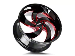 Strada Retro 5 Gloss Black Candy Red Milled 6-Lug Wheel; 22x10; 24mm Offset (17-24 Titan)