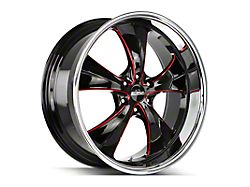 Strada Old Skool Gloss Black Candy Red Milled with Stainless Steel Lip 6-Lug Wheel; 24x10; 24mm Offset (16-24 Titan XD)